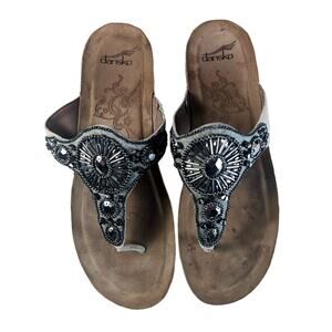 Dansko Women's Pamela Jeweled Suede Thong Wedge Sandals US Size‎ 9.5 Lightweight